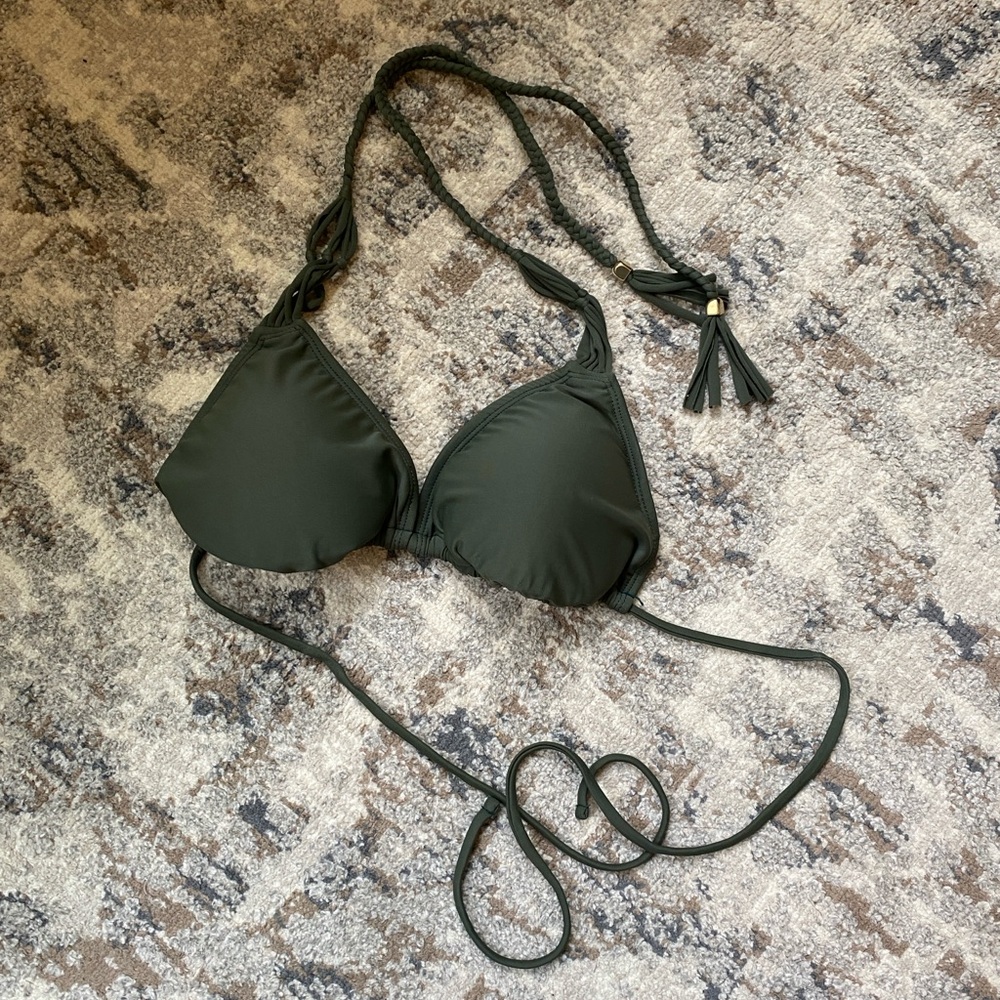 Gossip Green Triangle Bikini Top with Adjustable Straps